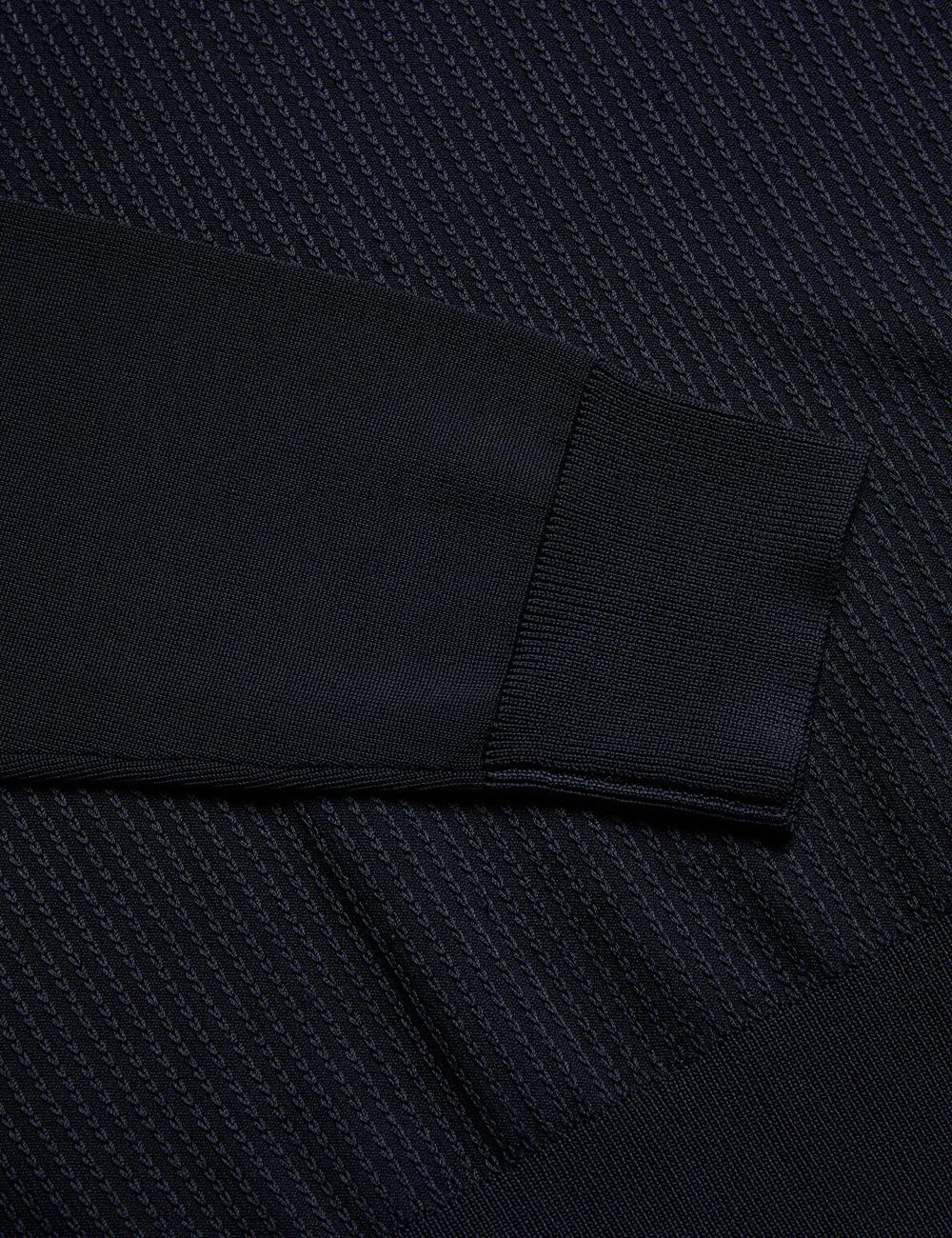 Navy Ted Baker TOREZ - Long Sleeve Textured Knit Top Men Jumpers | SG  3084-DUOFN
