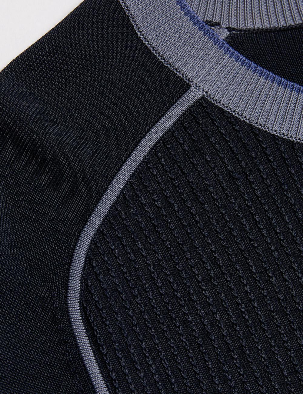 Navy Ted Baker TOREZ - Long Sleeve Textured Knit Top Men Jumpers | SG  3084-DUOFN