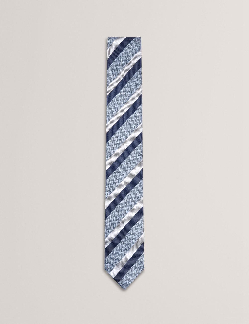 Navy Ted Baker WEISMUL - Textured Mixed Stripe Silk Men Ties | SG  3025-GXMFZ