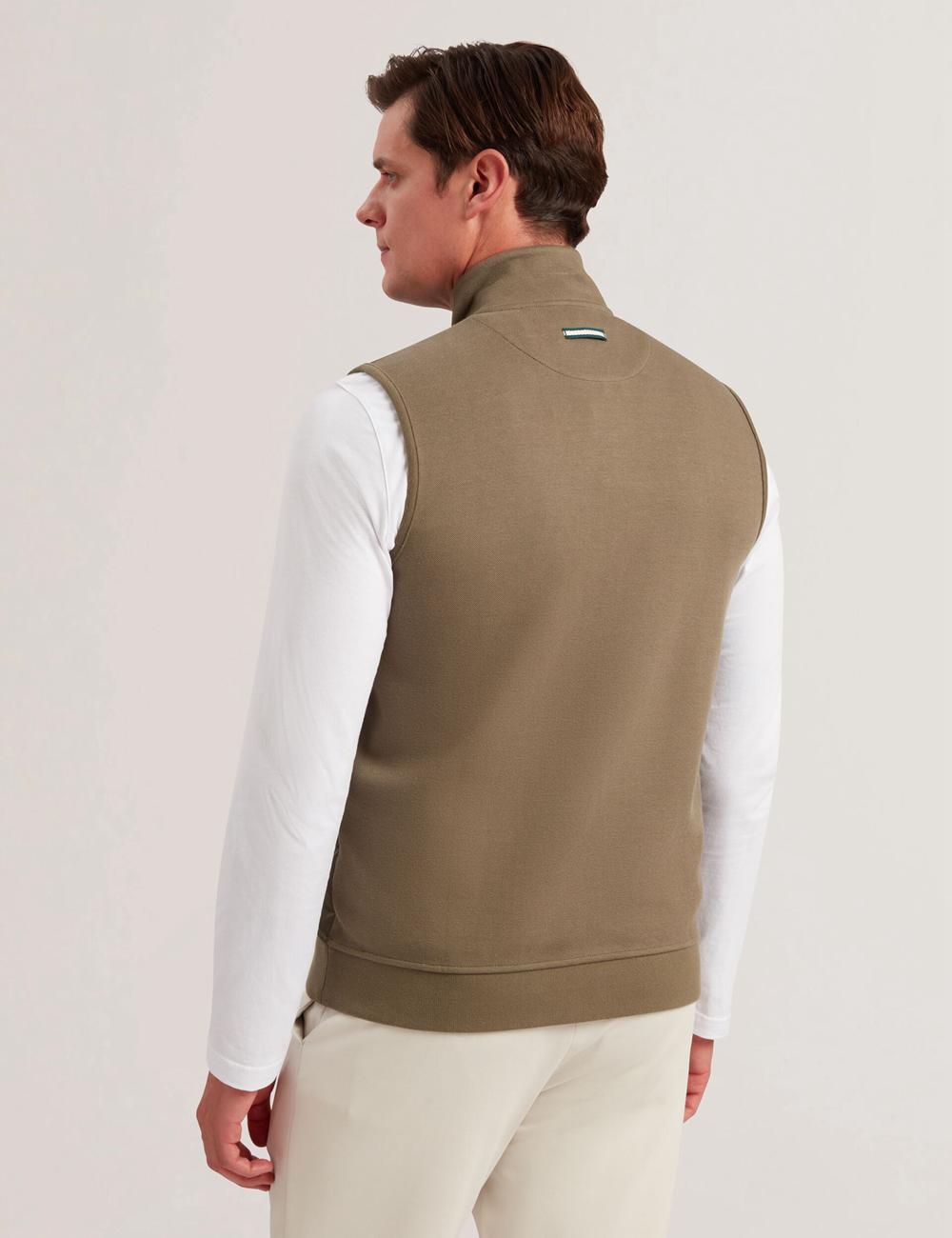 Olive Ted Baker ATHO - Quilted Funnel Neck Zip-Up Men Gillets | SG  6532-QRJGY