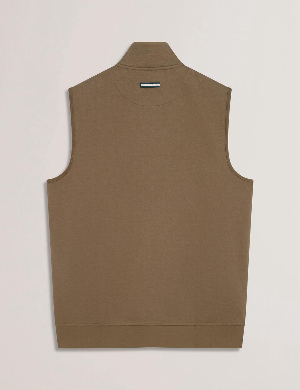 Olive Ted Baker ATHO - Quilted Funnel Neck Zip-Up Men Gillets | SG  6532-QRJGY