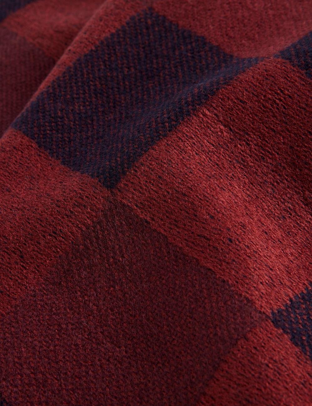 Oxblood Ted Baker PETERRR - Block Check With Fringe Trim Woven Men Scarves | SG  2356-EZBHK
