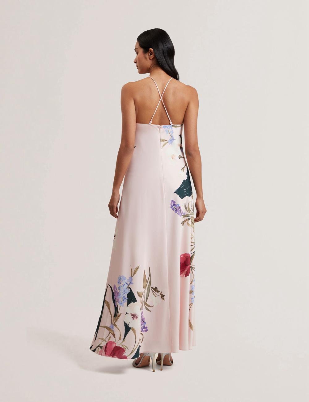 Pink Ted Baker ALMARIA - Floral Halter Neck Woven Women Maxi Dresses | SG  8053-HBNSO