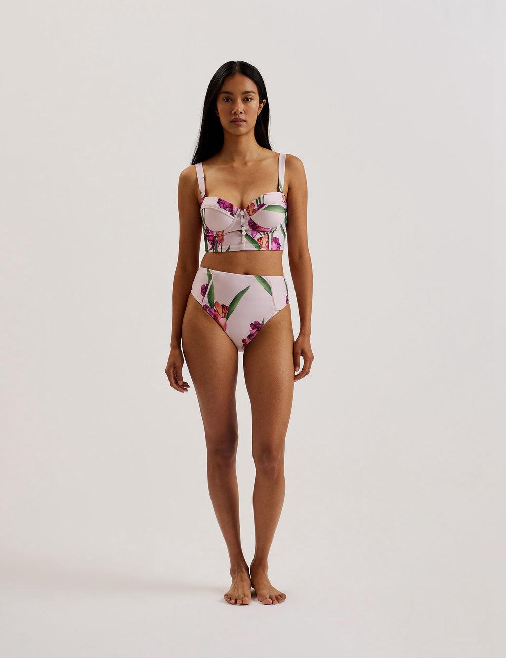 Pink Ted Baker AVELEA - Floral Print High Waisted Women Bikini Bottoms | SG  8149-IHTJQ
