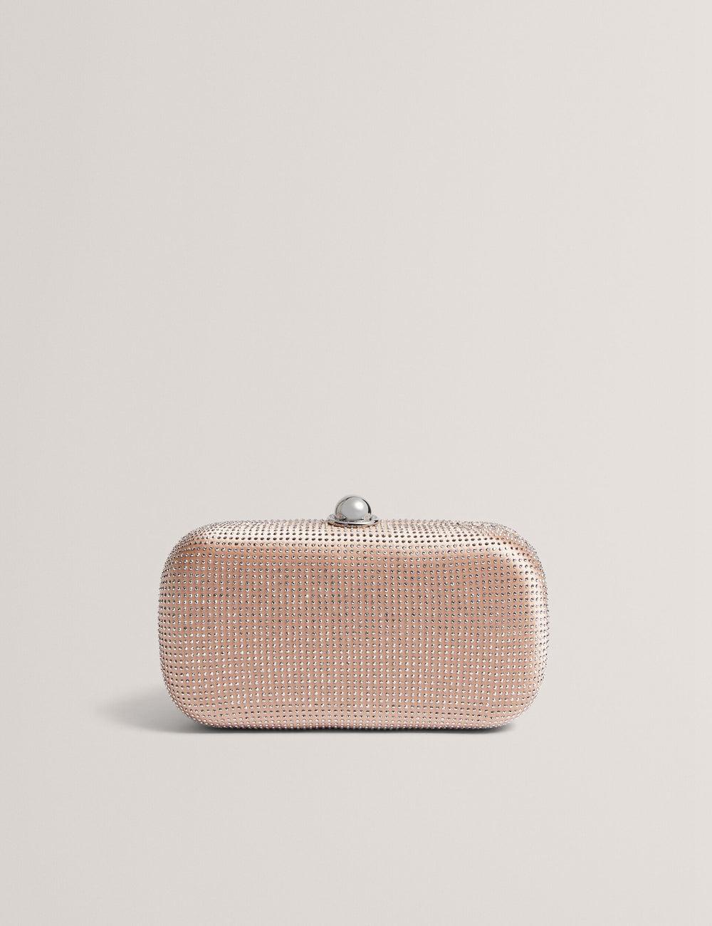 Pink Ted Baker CRYZELA - Crystal Embellished Satin Hard Women Clutch Bag | SG  3712-VLIFN