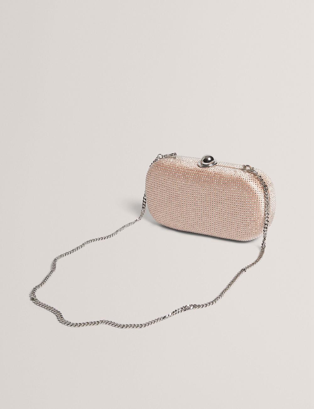 Pink Ted Baker CRYZELA - Crystal Embellished Satin Hard Women Clutch Bag | SG  3712-VLIFN