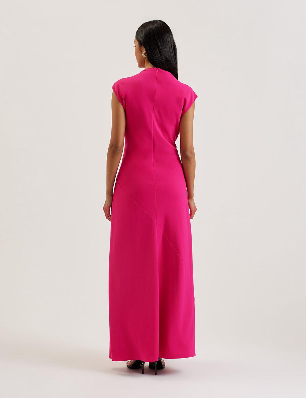 Pink Ted Baker EREAS - Drape Neckline Cap Sleeve Women Maxi Dresses | SG  6324-GYVUJ