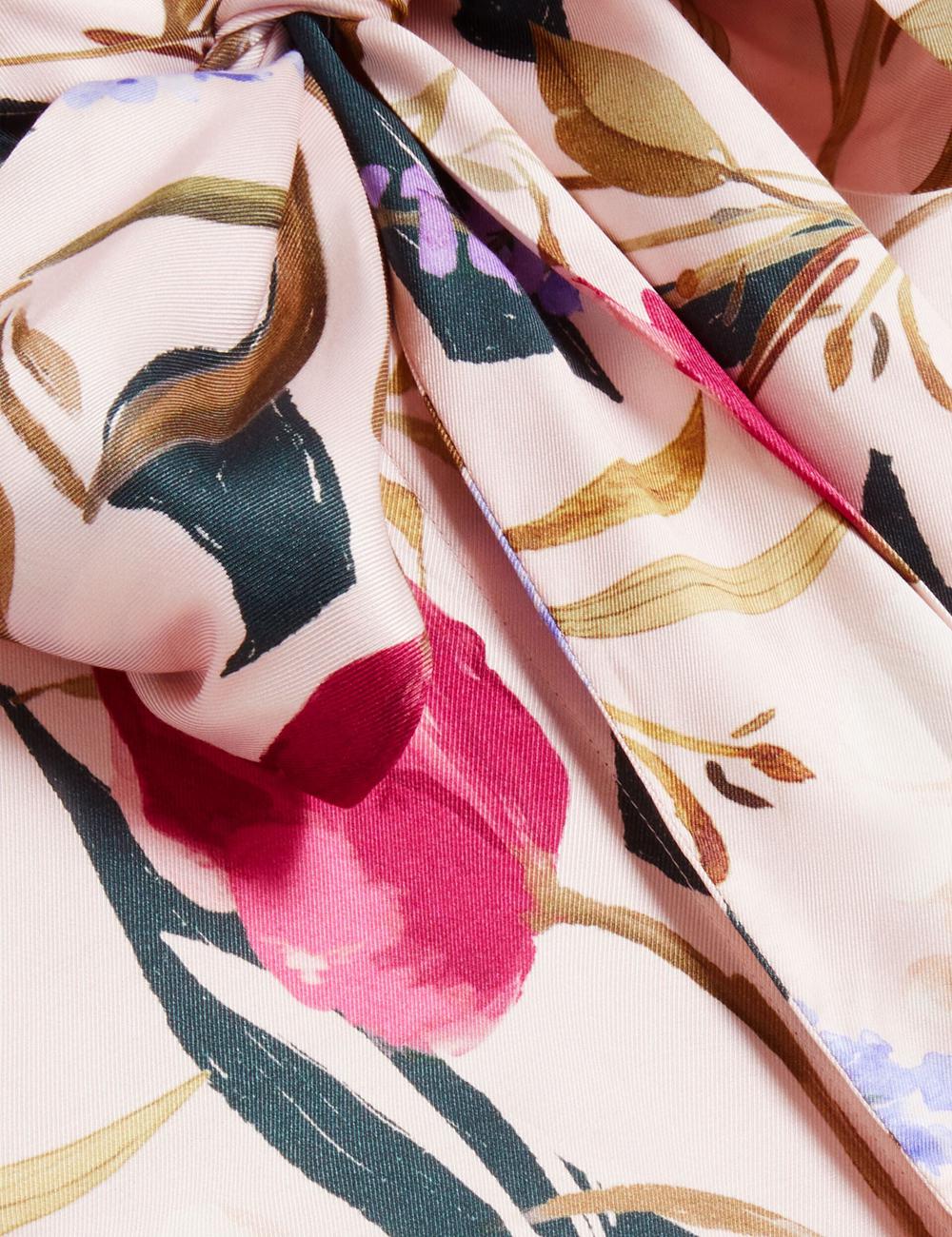 Pink Ted Baker LEEYAA - Floral Print Neck Longline Women Blouses | SG  5621-HGMXS