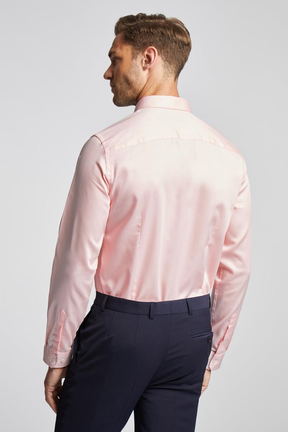 Pink Ted Baker MAELOR - Slim Fit Sateen Cotton Men Formal Shirts | SG  2678-BXSFM