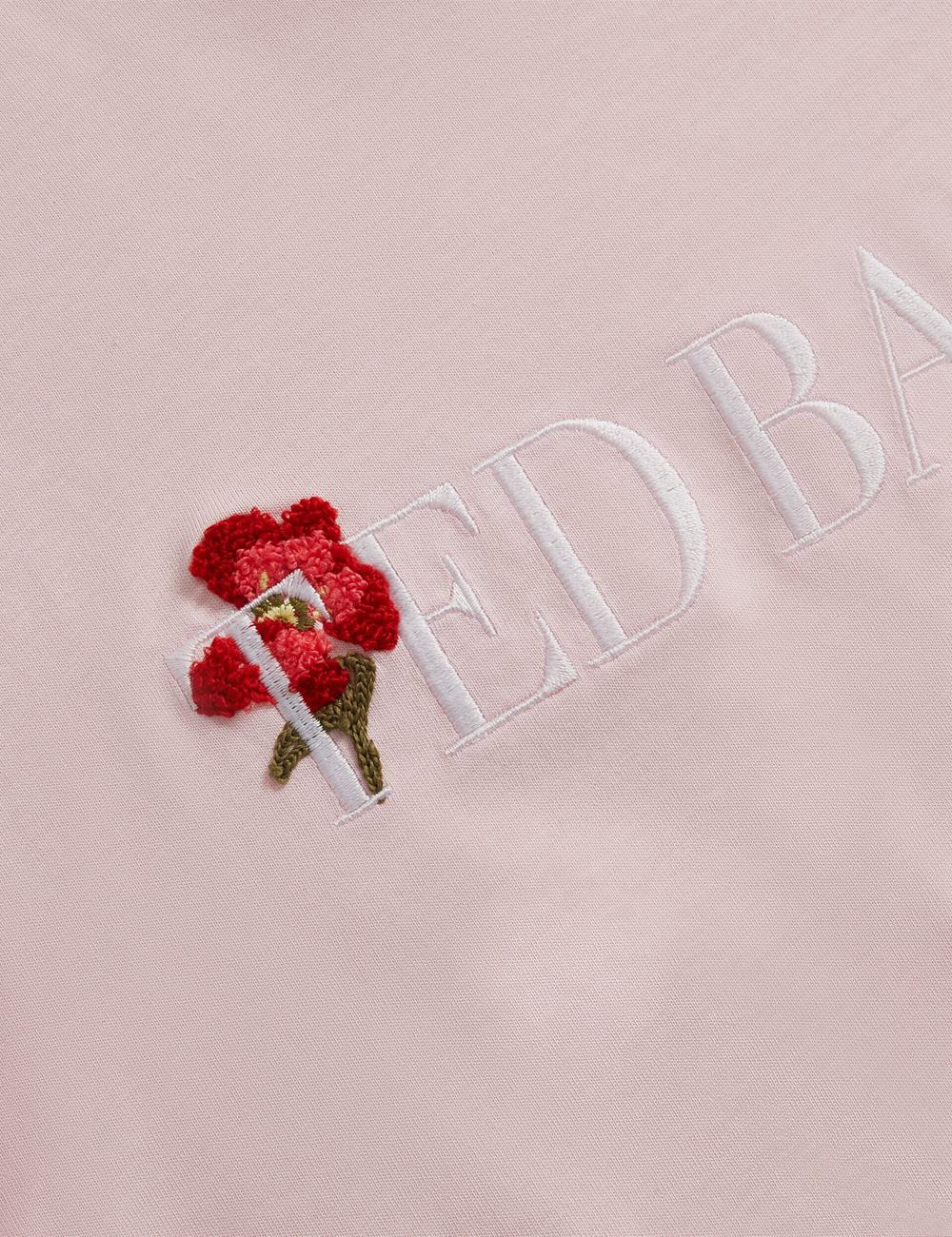 Pink Ted Baker MOLII - Embroidered Logo Cropped Cotton Women T-Shirts | SG  8231-TAXLG