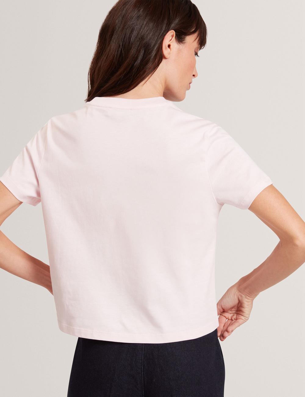 Pink Ted Baker MOLII - Embroidered Logo Cropped Cotton Women T-Shirts | SG  8231-TAXLG