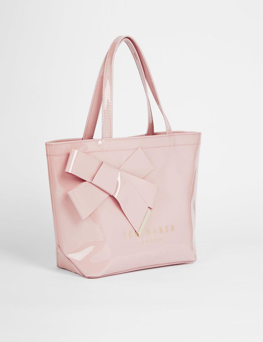Pink Ted Baker NIKICON - Small Knot Bow Vinyl Icon Women Tote Bags | SG  5138-NRQEP