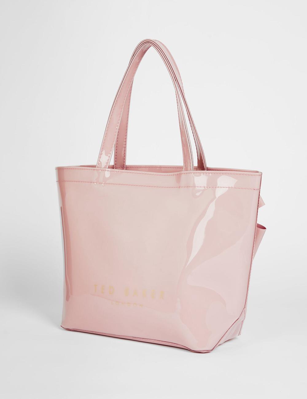Pink Ted Baker NIKICON - Small Knot Bow Vinyl Icon Women Tote Bags | SG  5138-NRQEP