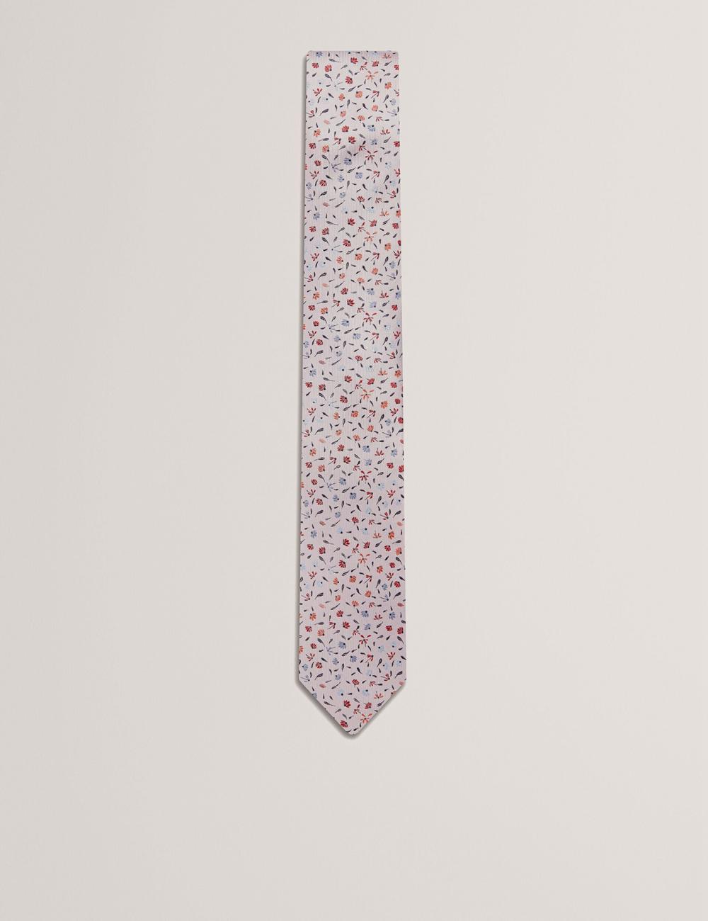 Pink Ted Baker ORSEA - Ditsy Petal Print Woven Silk Men Ties | SG  6142-EDNWL