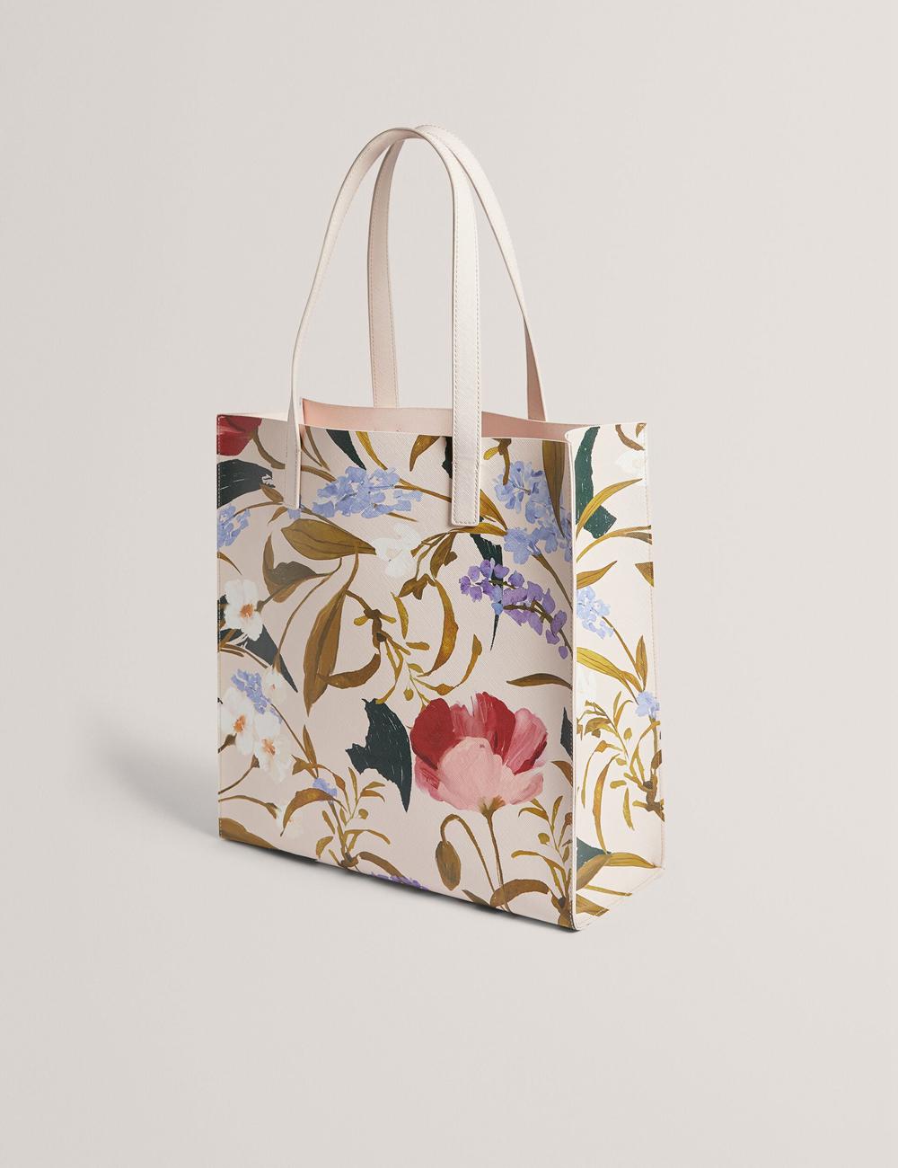 Pink Ted Baker PALAMAA - Floral Print PU Leather Large Women Tote Bags | SG  3426-GQVUX