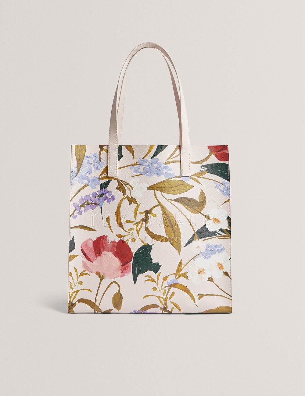 Pink Ted Baker PALAMAA - Floral Print PU Leather Large Women Tote Bags | SG  3426-GQVUX