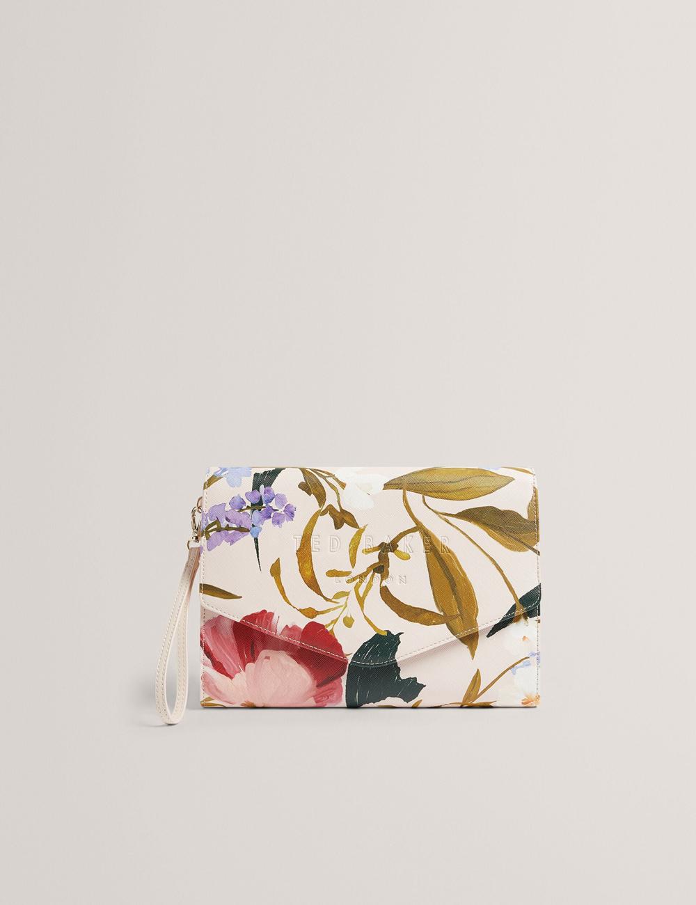 Pink Ted Baker POSEII - Floral Print Envelope Icon Clutch Women Clutch Bag | SG  1253-MVZCB