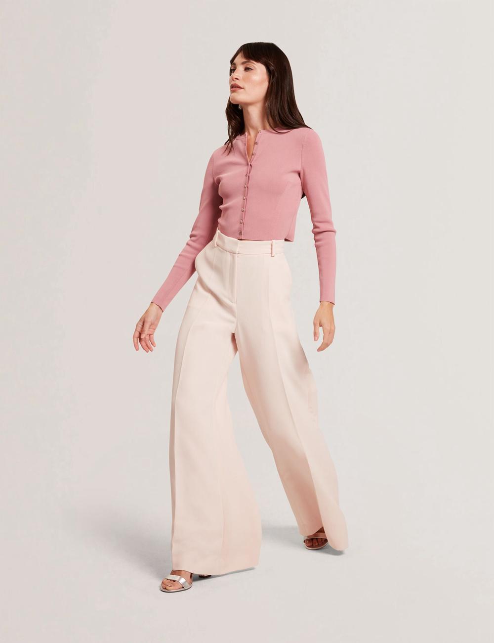 Pink Ted Baker TRAGAT - Ultra Wide Leg Woven Tailored Women Trousers | SG  9134-PSEBM