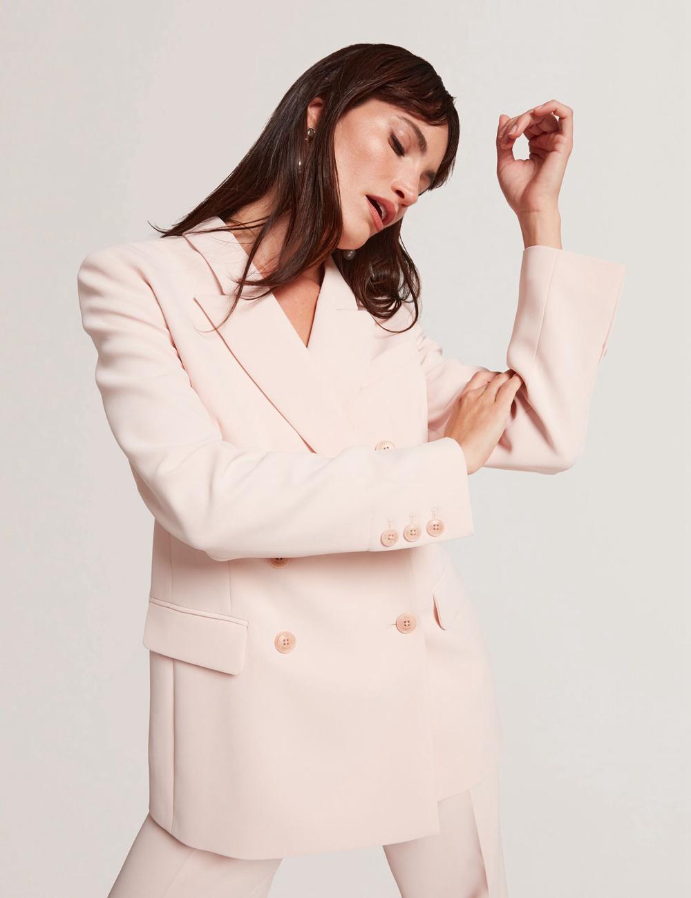 Pink Ted Baker TRAGA - Tailored Double Breasted Woven Women Blazers | SG  1479-GCOLD