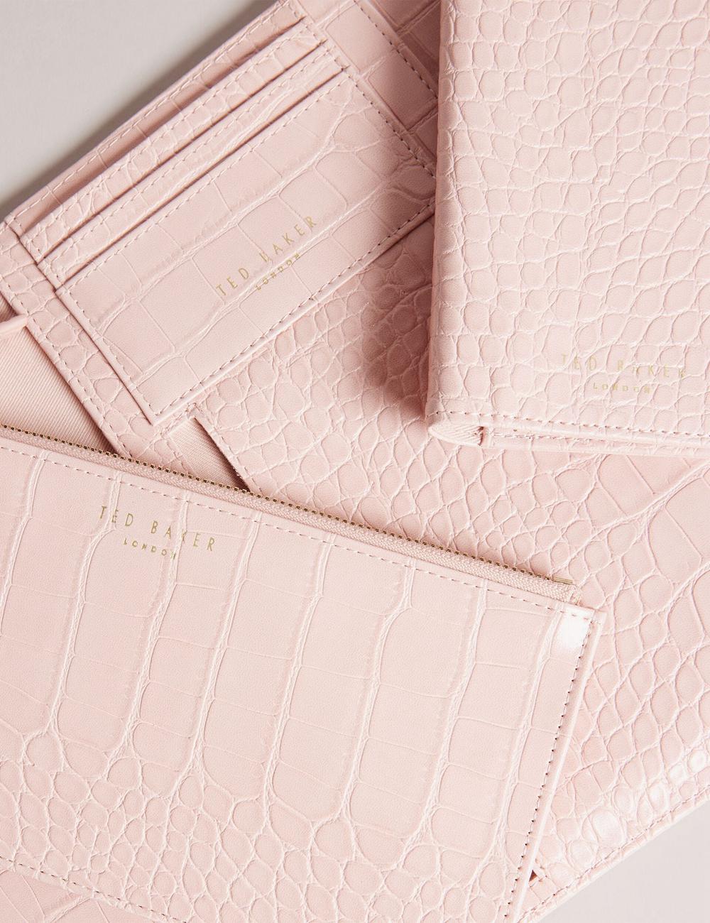Pink Ted Baker TRAVELZ - Croc Faux Leather Travel Organiser Women Wallets | SG  0653-WEBQZ