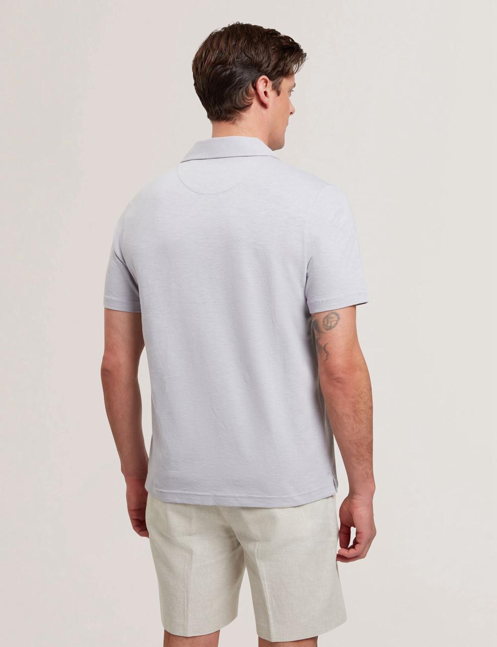 Purple Ted Baker ANITO - Cotton Linen Open Neck Men Polos Shirts | SG  2087-QLKTN