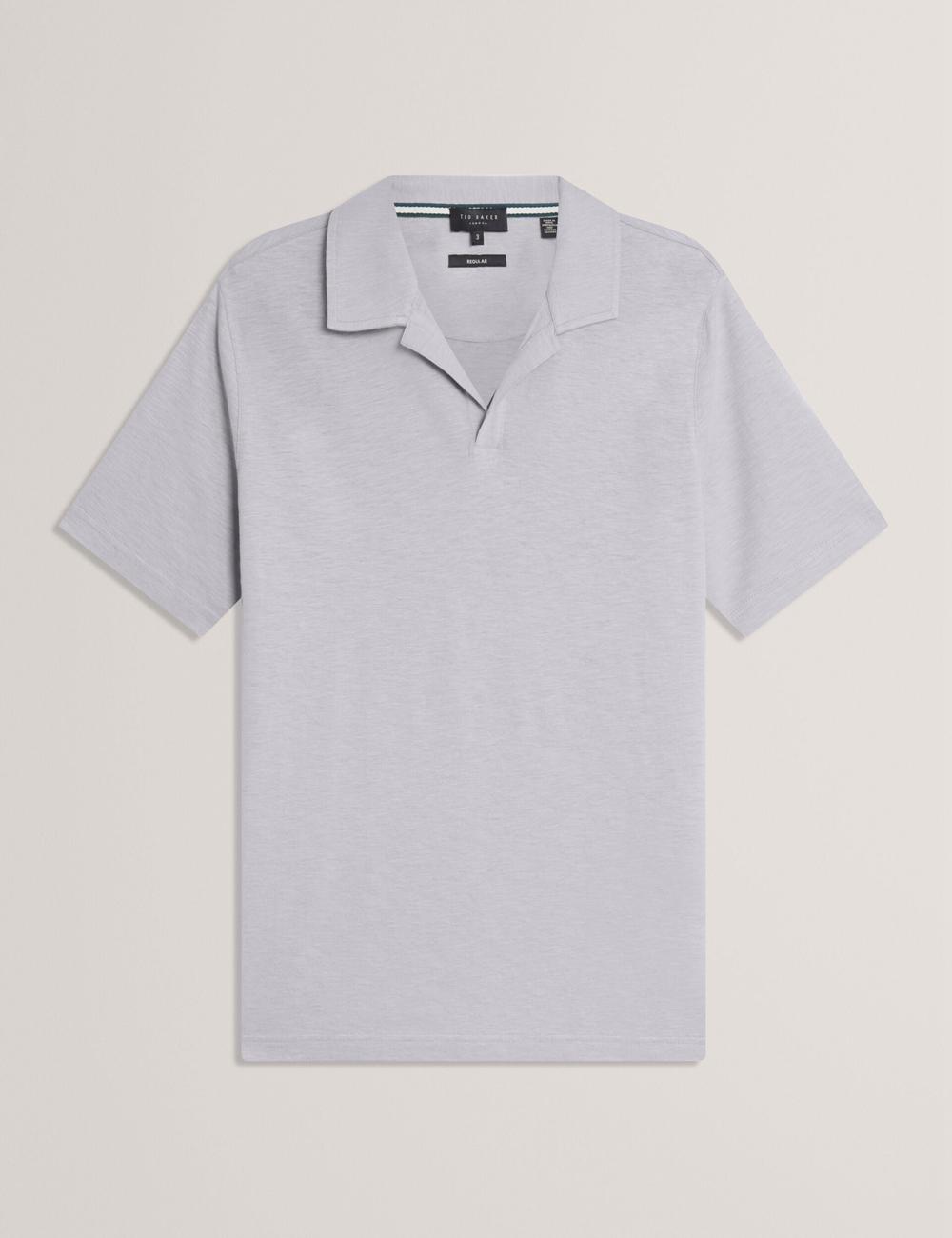 Purple Ted Baker ANITO - Cotton Linen Open Neck Men Polos Shirts | SG  2087-QLKTN