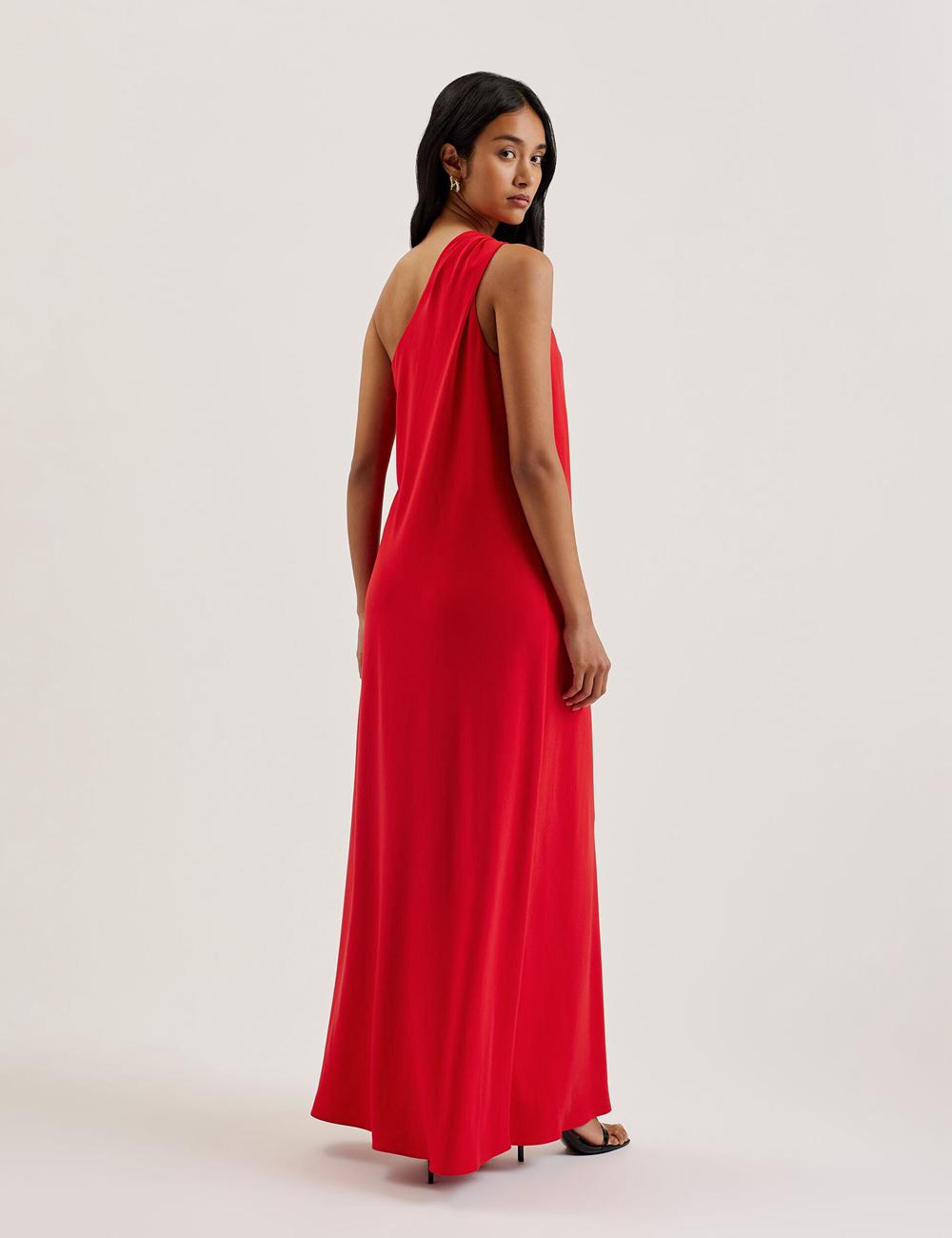 Red Ted Baker AISLI - One Shoulder Woven Women Maxi Dresses | SG  5170-JBIGF
