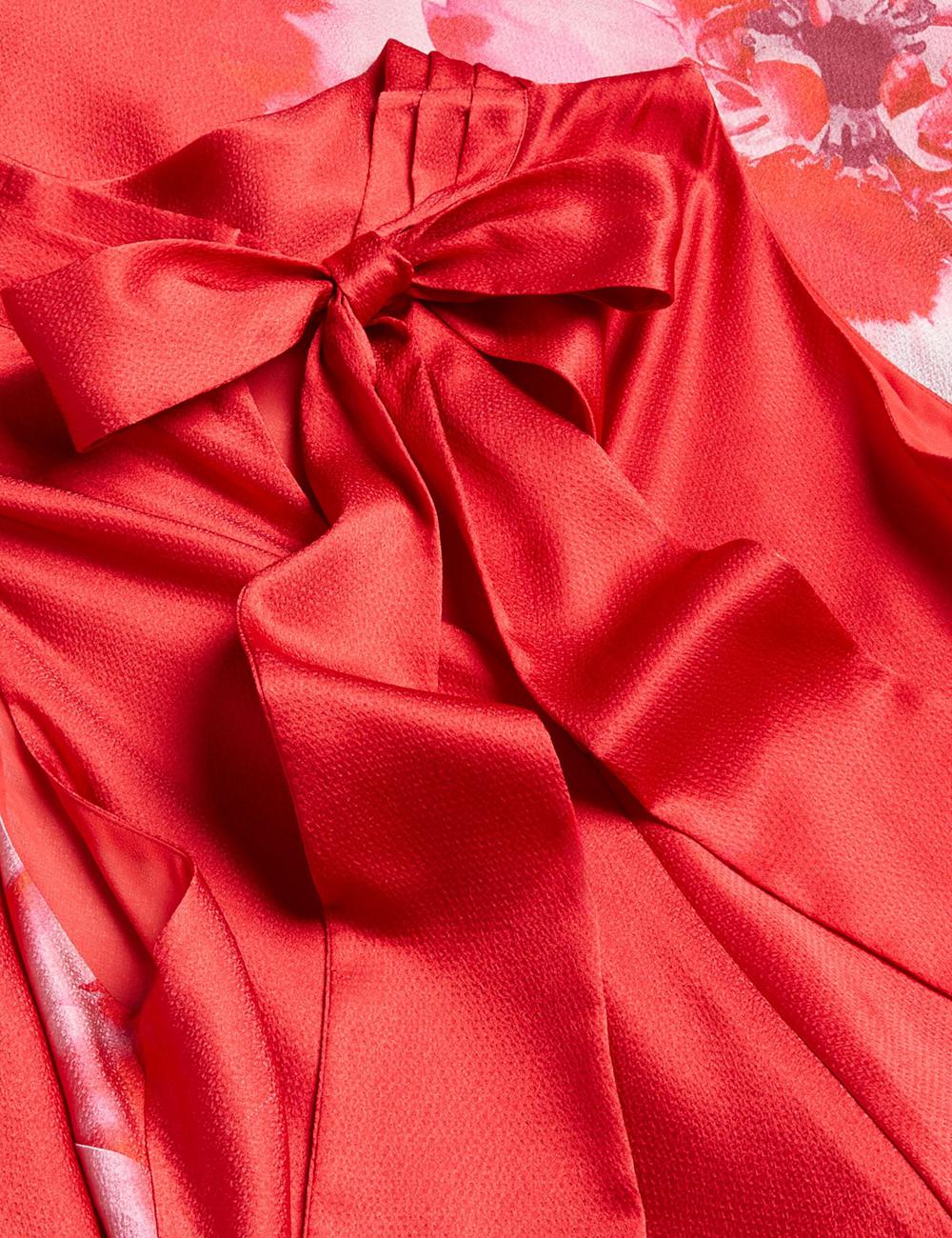 Red Ted Baker ALIARA - Floral Satin High Neck Sleeveless Women Midi Dresses | SG  3867-PAQSX
