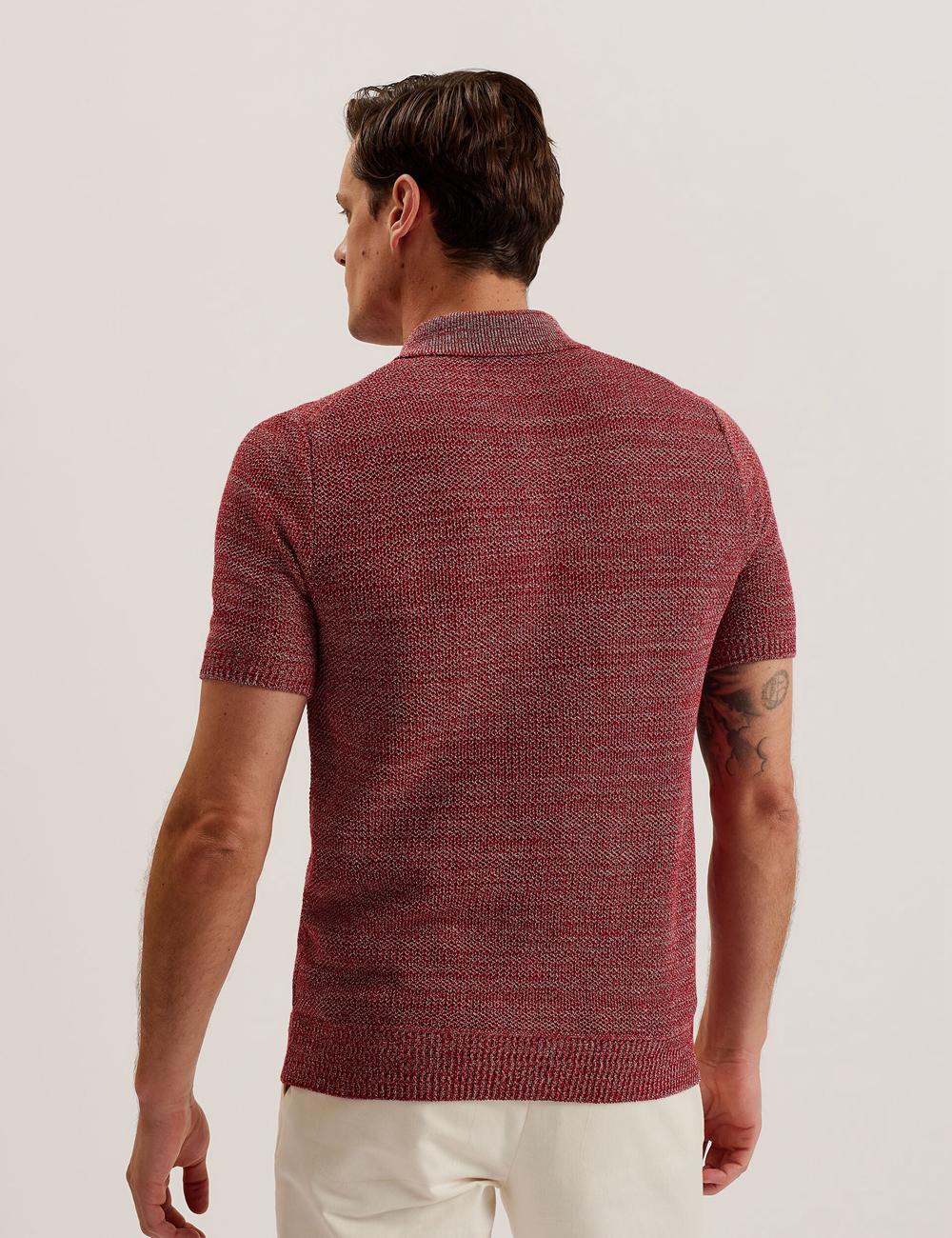 Red Ted Baker BLOSSAM - Space Dye Zip Neck Men Polos Shirts | SG  6285-WRSVI