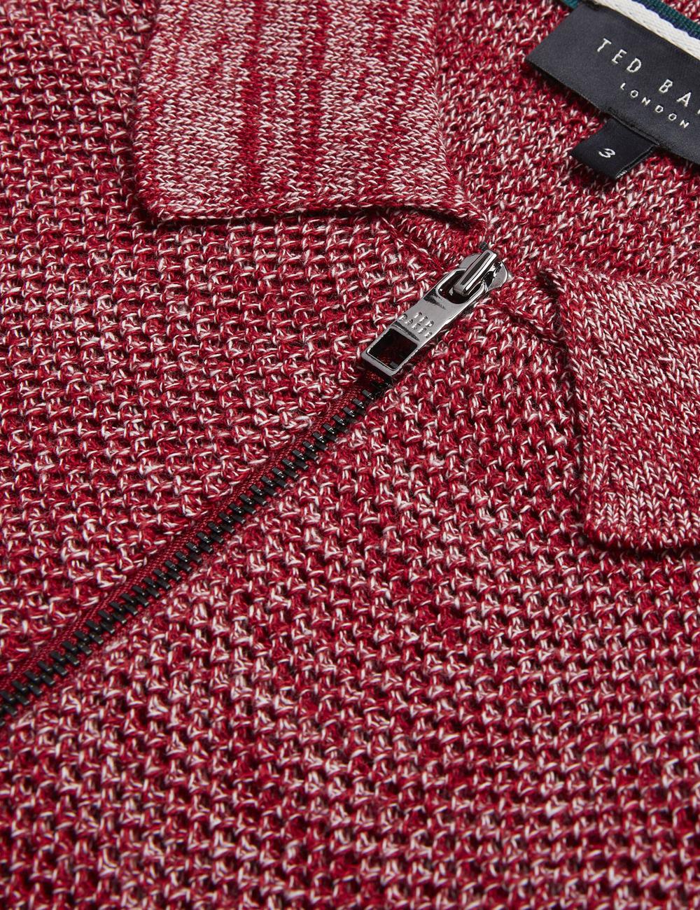 Red Ted Baker BLOSSAM - Space Dye Zip Neck Men Polos Shirts | SG  6285-WRSVI