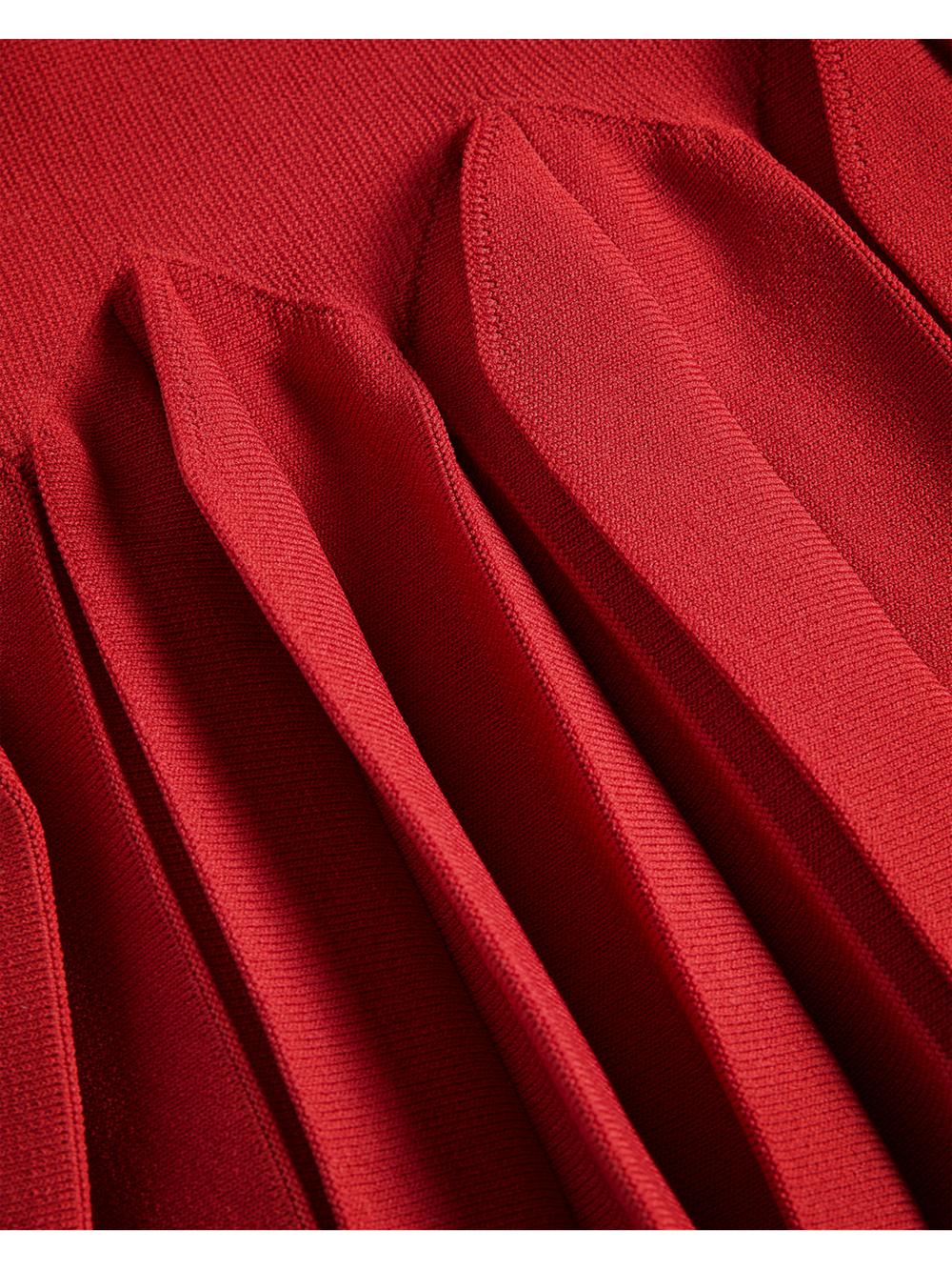 Red Ted Baker CANDDY - Pleated Hem Bodycon Knit Women Mini Dresses | SG  1542-XGRDK