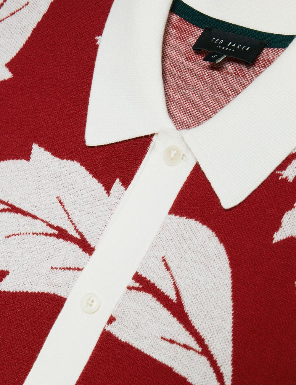 Red Ted Baker EDSON - Short Sleeve Button Through Floral Men Polos Shirts | SG  2583-ZMDXY
