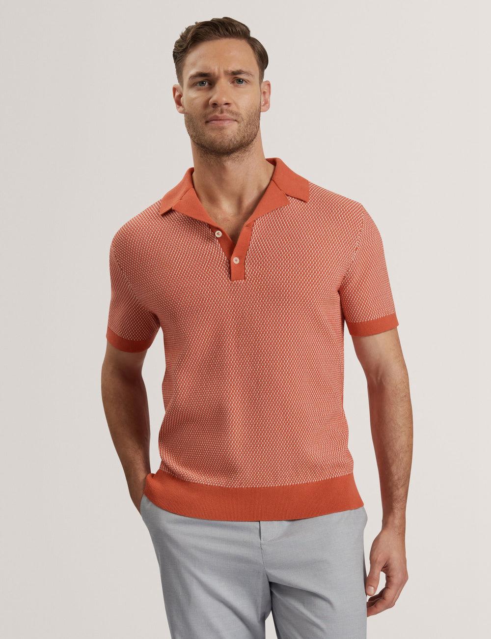Red Ted Baker GREGRY - Short Sleeve Small Stitch Knitted Men Polos Shirts | SG  5701-XYUTS