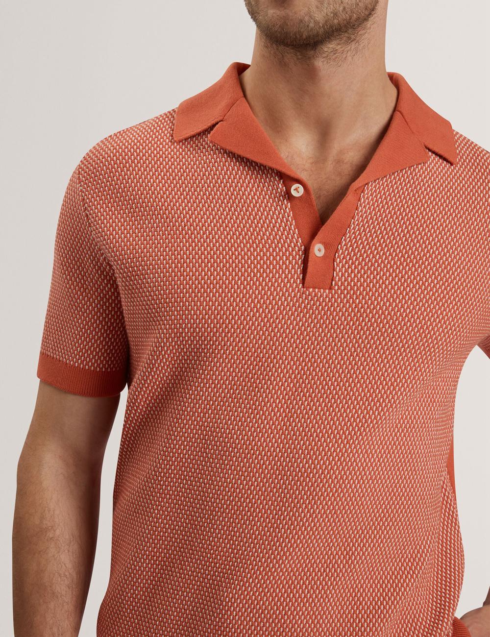 Red Ted Baker GREGRY - Short Sleeve Small Stitch Knitted Men Polos Shirts | SG  5701-XYUTS