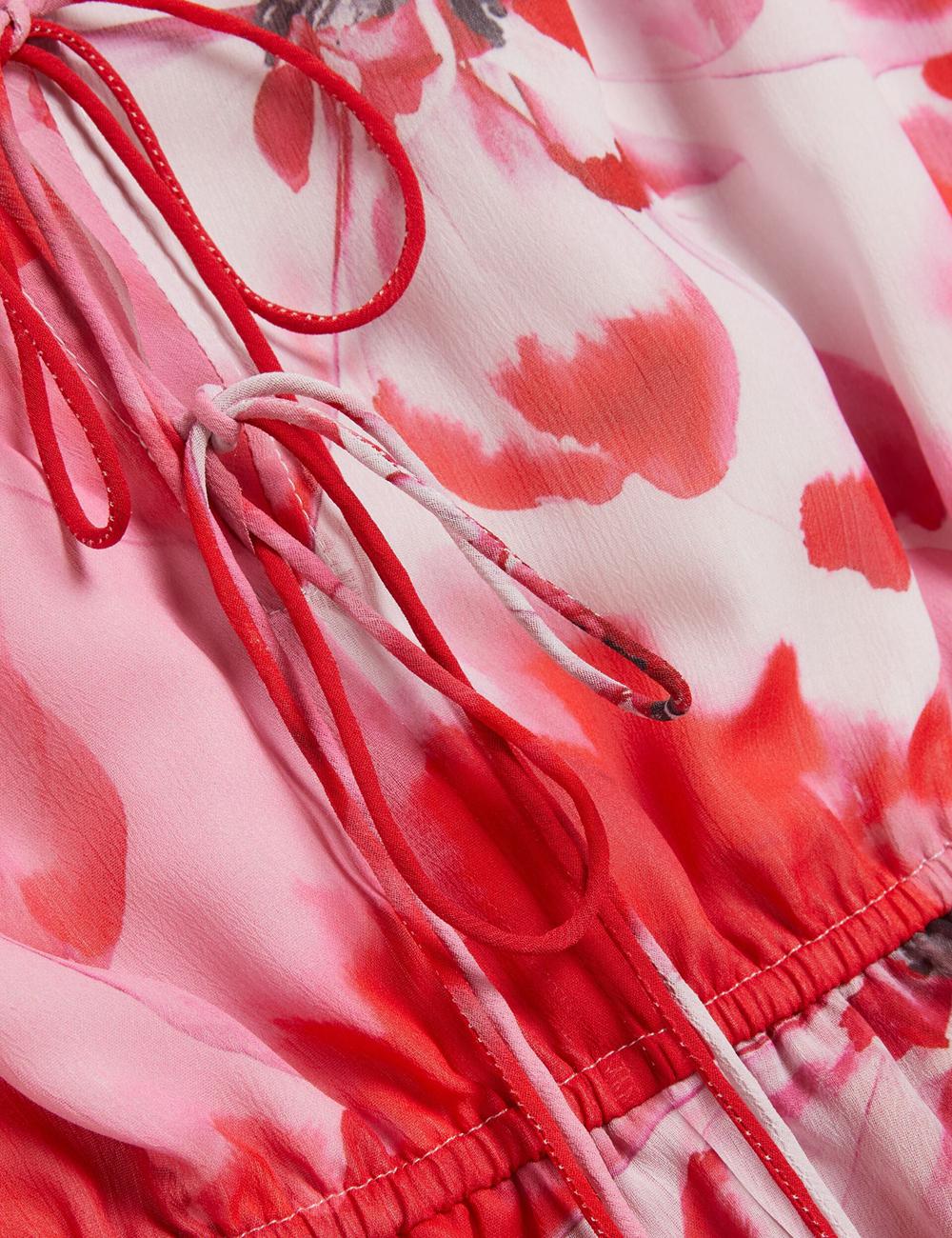 Red Ted Baker LEYNA - Floral Chiffon Front Women Mini Dresses | SG  1345-NJAVM