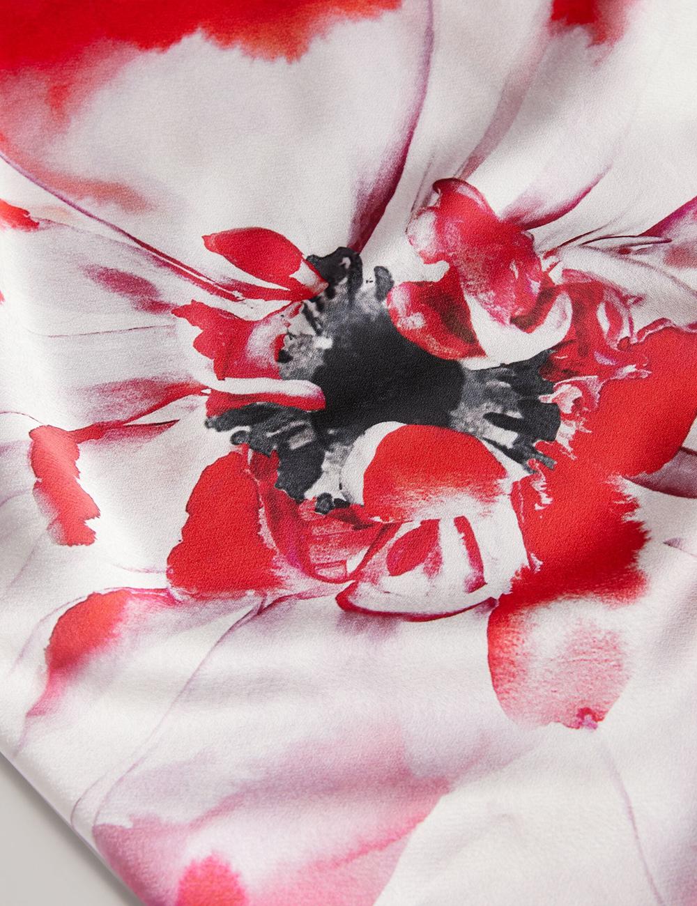 Red Ted Baker NASINU - Printed Satin Batwing Sleeve Women Midi Dresses | SG  4695-HBVJM