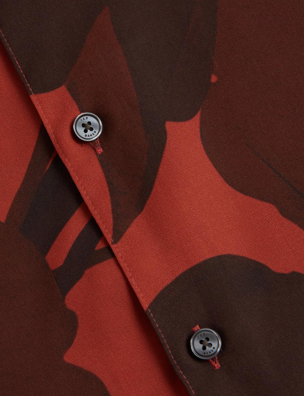 Red Ted Baker PINEDA - Short Sleeve Relaxed Floral Print Men Casual Shirts | SG  2684-QWMUN