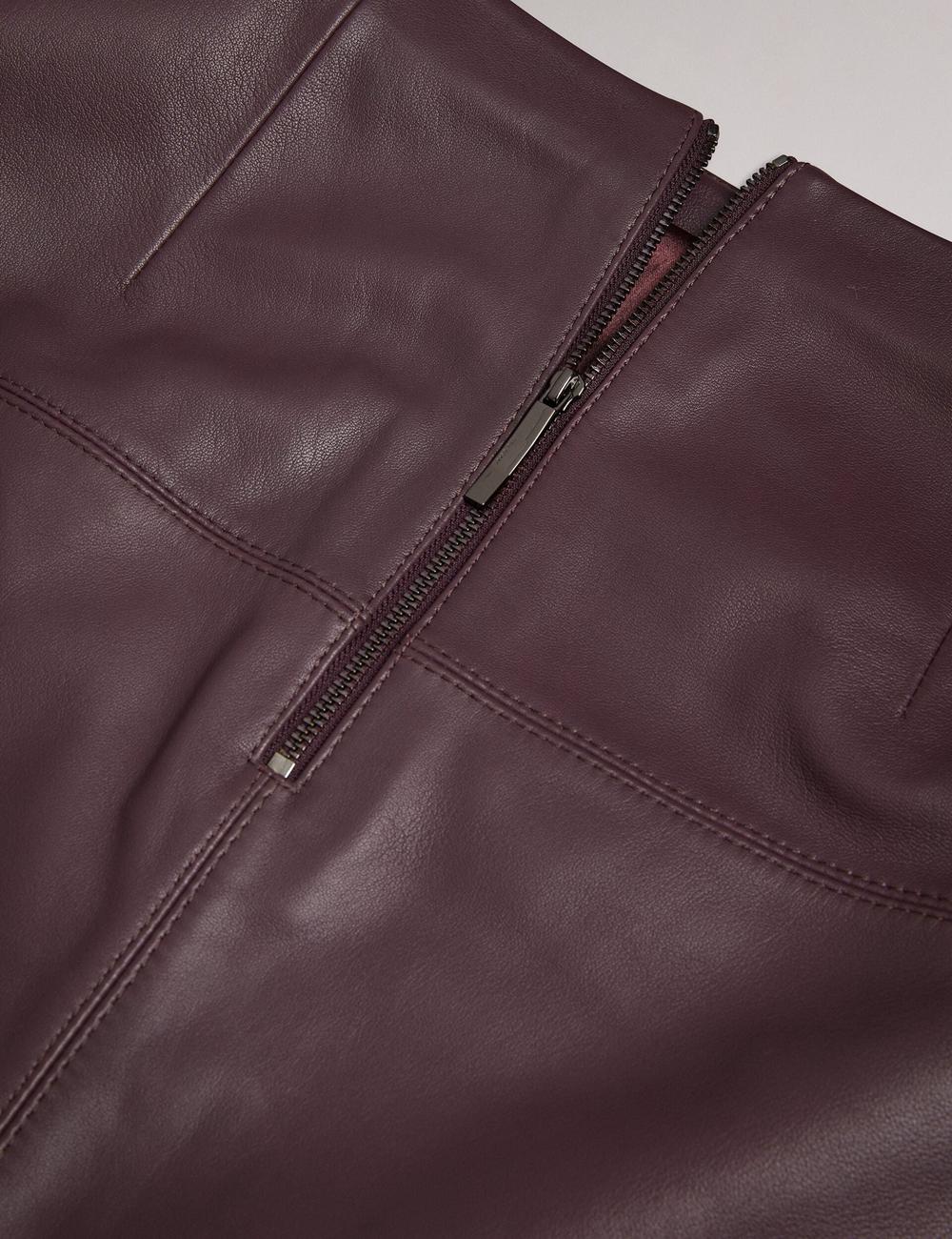 Red Ted Baker VALIAT - A-Line Leather Women Mini Skirts | SG  2906-ALDPJ