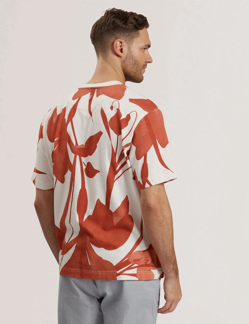 Red Ted Baker YIANNOS - Floral Print Heavyweight Cotton Men T-Shirts | SG  3968-QJEYH