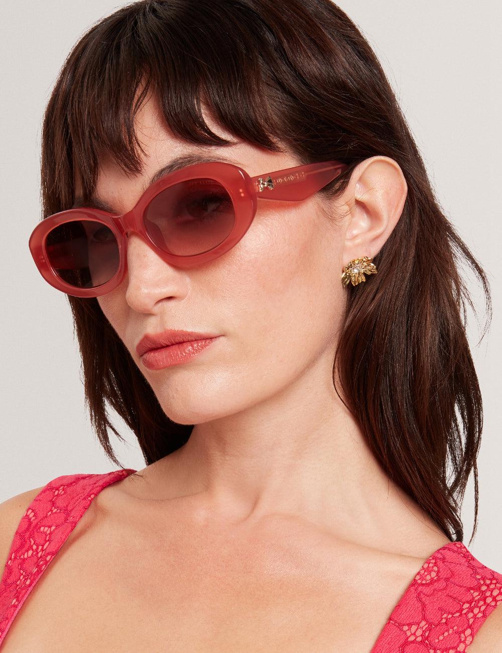 Rose Pink Ted Baker DAISIE - Chunky Oval Bow Detail Women Sunglasses | SG  6513-ETGSR