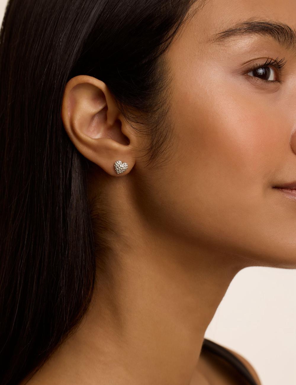 Silver Ted Baker ADORAA - Crystal Heart Stud Women Earrings | SG  9385-AULVP