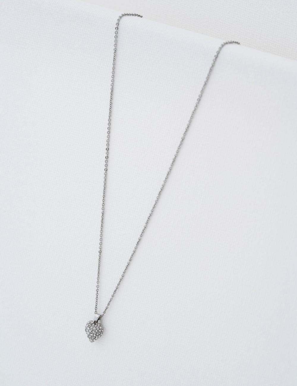 Silver Ted Baker ADORINA - Mini Crystal Heart Pendant Women Necklaces | SG  2864-ZNKYR