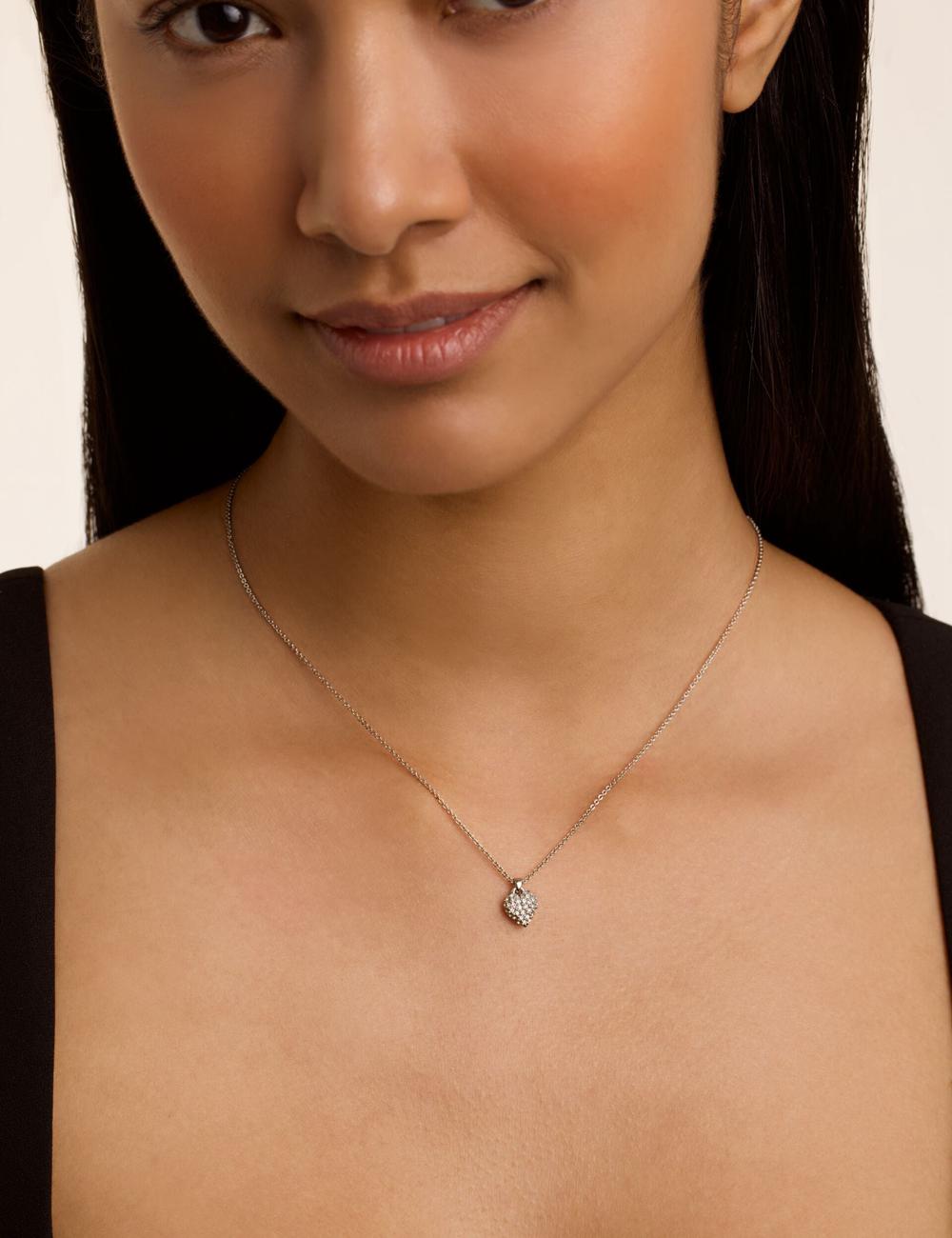 Silver Ted Baker ADORINA - Mini Crystal Heart Pendant Women Necklaces | SG  2864-ZNKYR