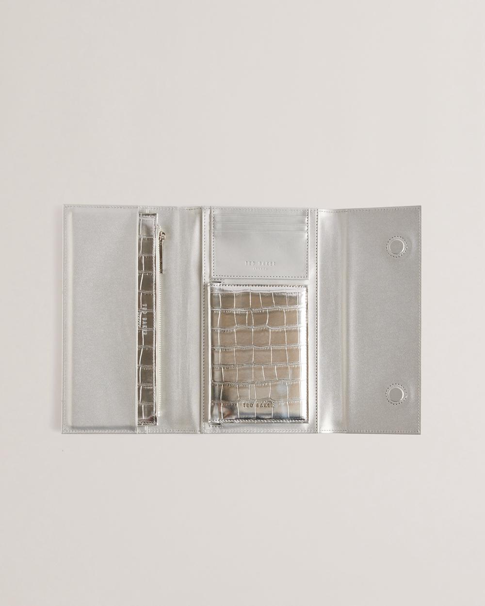 Silver Ted Baker ALETHAI - Croc Effect Travel Organiser Women Wallets | SG  0542-HUMVC