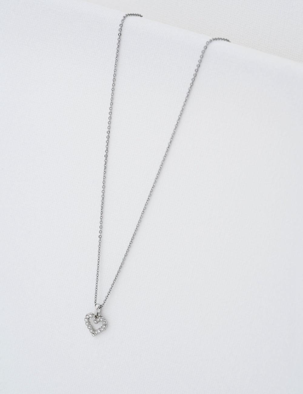 Silver Ted Baker AMORE - Crystal Open Heart Pendant Women Necklaces | SG  8791-TKMZJ