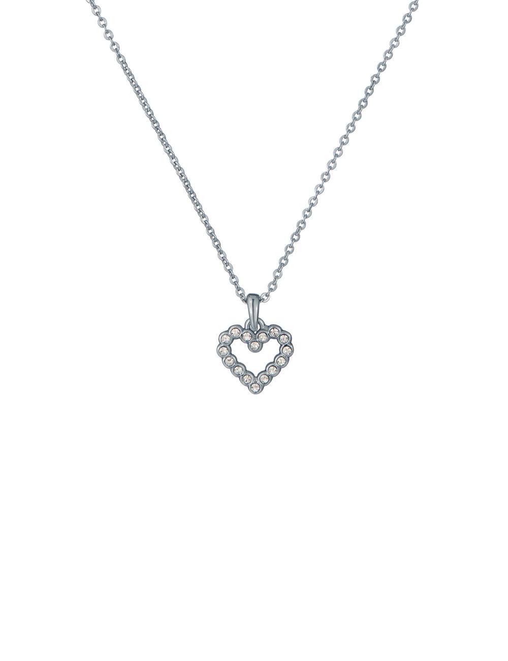 Silver Ted Baker AMORE - Crystal Open Heart Pendant Women Necklaces | SG  8791-TKMZJ