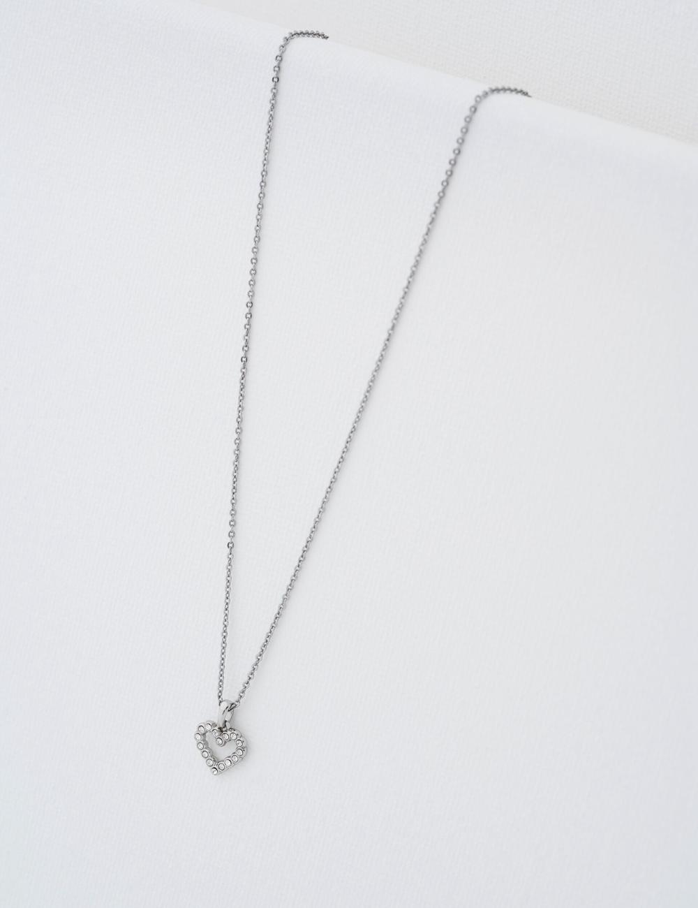 Silver Ted Baker AMORE - Crystal Open Heart Pendant Women Necklaces | SG  8791-TKMZJ