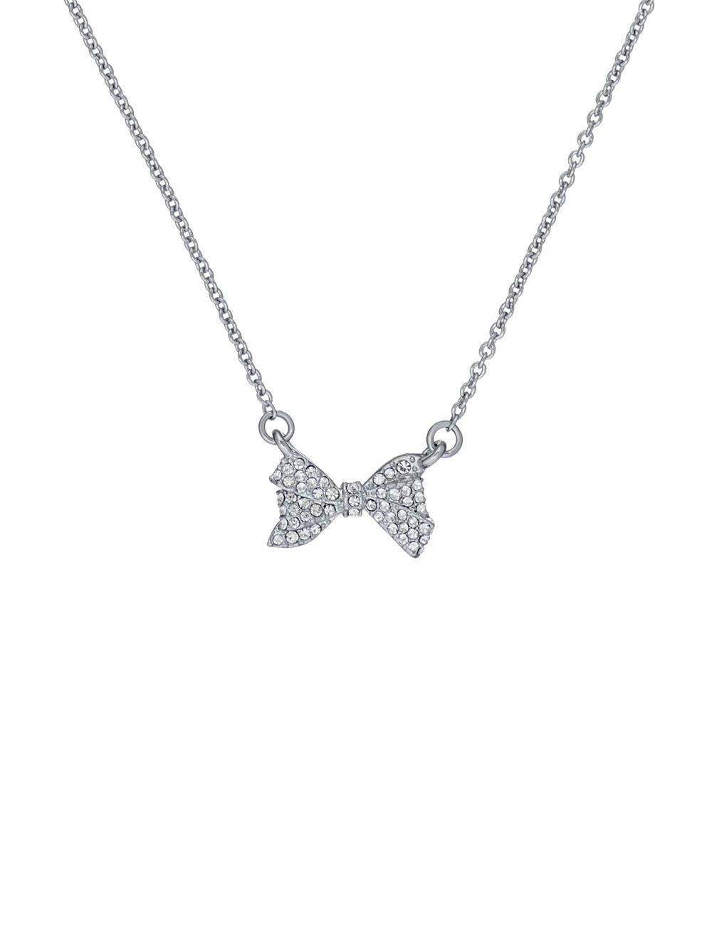 Silver Ted Baker BARSIE - Crystal Bow Pendant Women Necklaces | SG  8236-VFRHX
