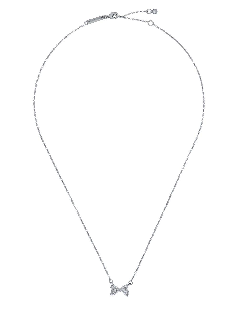 Silver Ted Baker BARSIE - Crystal Bow Pendant Women Necklaces | SG  8236-VFRHX
