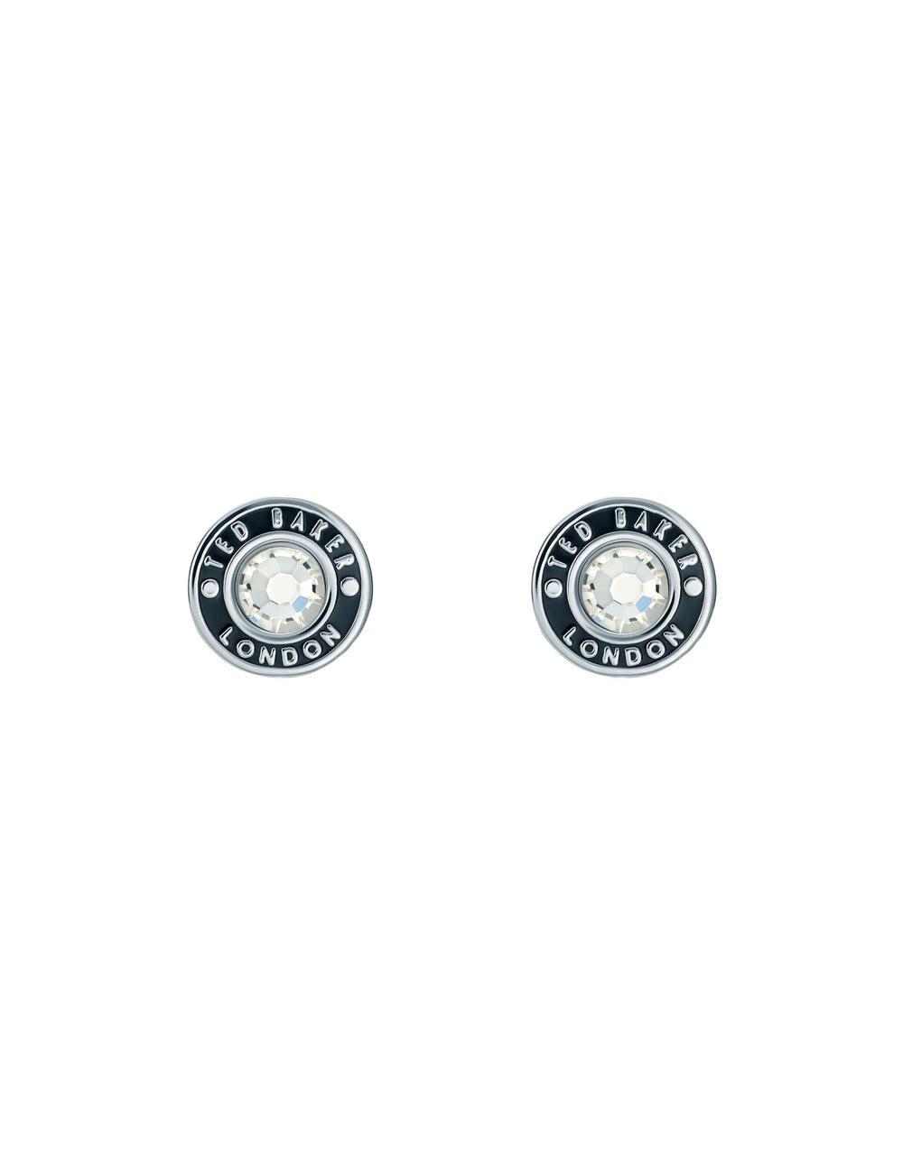 Silver Ted Baker CHERELLE - Branded Crystal Button Stud Women Earrings | SG  1486-RLGCQ